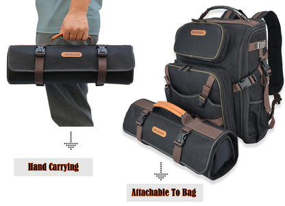 WELKINLAND 18-Pockets Waxed Canvas Tool Roll, Heavy-Duty tool bag roll, Waterproof tool roll up bag, 17" Canvas tool roll, Screwdriver roll up bag