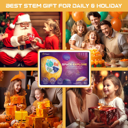 PIBEX Gemstone Dig Kit, Dig up 30 Rocks & Minerals from 6 Solar System Planets, Archaeology Geology Science Experiment Activity Set, Space Explore Mining Toy for Kids, Gift for Boys & Girls Age 6-8-12
