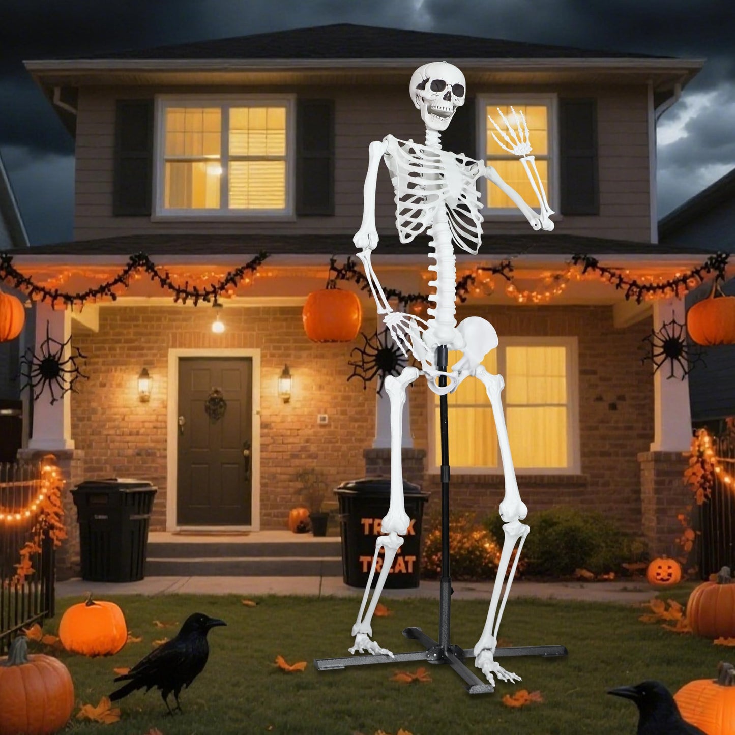 LOSFOTBO 7.9Ft/240cm Giant Skeleton Poseable Skeleton Realistic Full Body Bones for Halloween Decorations