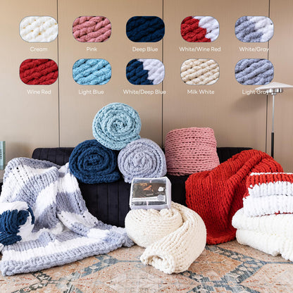 Larexius Chunky Knit Blanket - Luxury Soft Cozy 50 * 60 Throw Blanket,100% Woven Blanket Rope Knot Throw Blanket for Couch, Sofa, Home Decor, Gift - Machine Washable (Cream, 50 * 60)