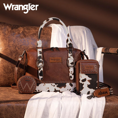 Wrangler 3Pcs Doctor Bag Set for Women Top Handle Purse Hobo Shoulder Satchel Handbags Crossbody Bag with Crazy Horse Grain Leather for Women WG48S-S51101COW