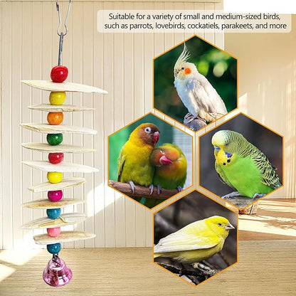 PINVNBY 2 Pack Natural Bird Toys with Cuttlebone Calcium Parakeet Chewing Toy Hanging Bird Beak Grinding Stone Cage Accessories for Parrot Budgie Lovebird Cockatiel (Large)