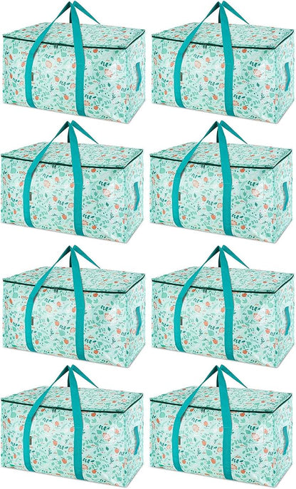 BALEINE 8-Pack Oversized Moving Bags with Reinforced Handles, Heavy-Duty Storage Tote for Clothes, Moving Supplies (Spring Stroll, 8-Pack)