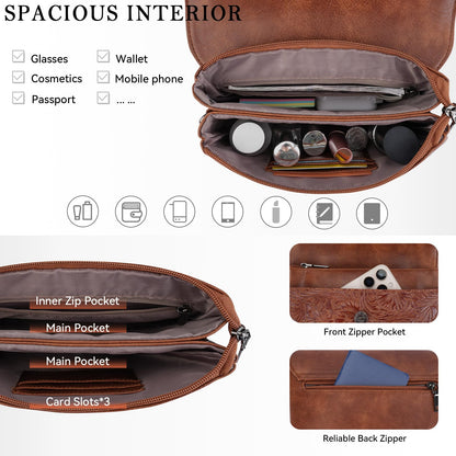 MEITRUE Small Crossbody Bags for Women, Vegan Leather Cell Phone Purse with Adjustable Strap