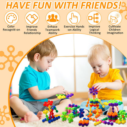 Halloscume 230 Pcs Kids Star Stem Building Toys Building Blocks Plastic Connectors Stem Toys with Storage Box for Kindergarten Preschool Classroom Games Sets for Boys and Girls Aged 3 Years Old and Up