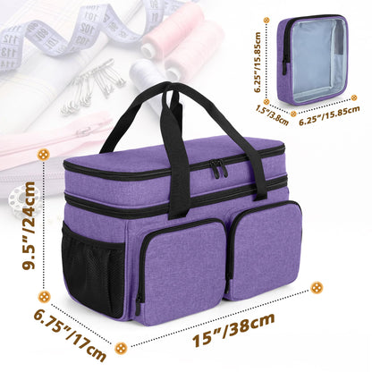 BAFASO Large Sewing Organizer Bag with an Individual Pouch and Detachable Dividers, 2 Layers Sewing Storage Bag for Sewing Supplies(Bag Only), Purple