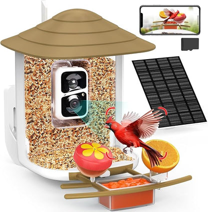 birdsnap® TUC Bird Feeder with Camera 2K HD Live with 32GB Card Auto Detect & Notify AI Identify Camera Birds Feeders Solar Powered Wireless Outdoors Backyard Gift for Mom Dad Birds Lover, 2.4G WiFi