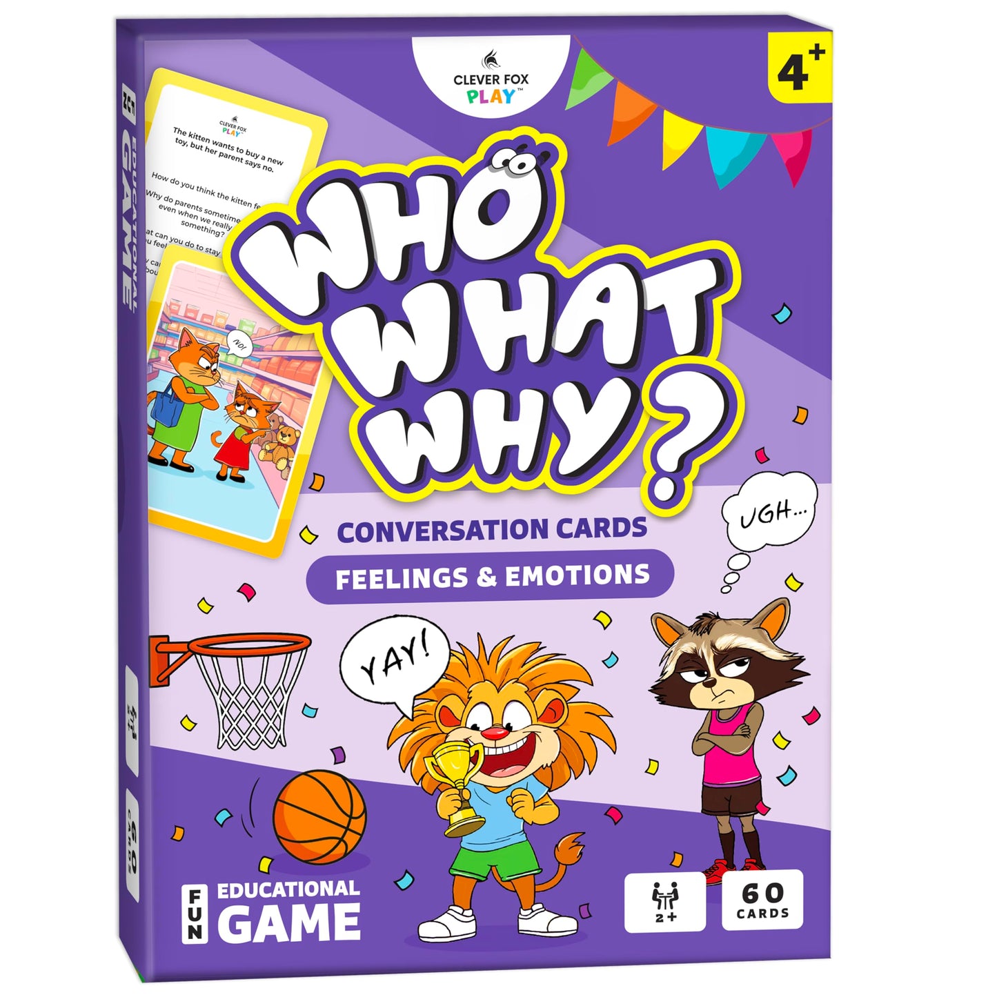Clever Fox Play Who What Why Feelings & Emotions Conversation Cards for Kids – Social Skills & Emotional Regulation Learning Activity – Flash Card Therapy Game – SEL Tool for Kids & Toddlers Ages 4+