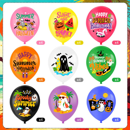 HOWAF 36pcs Summer Halloween Balloons, Spooky Summer Latex Balloons, Summer Halloween Decorations Balloon, Hawaii Halloween Balloon, Hawaii Themed Hallows' Eve Ghost Party Supplies