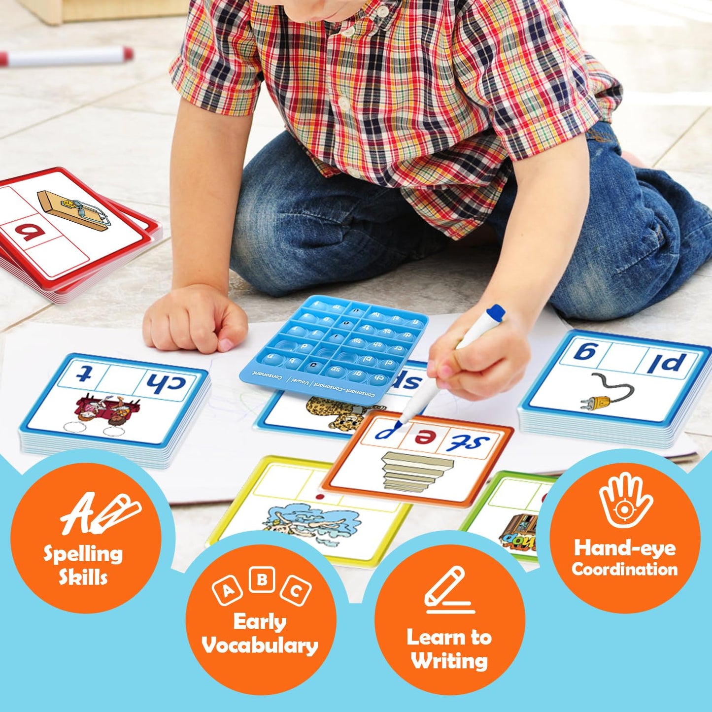 Torlam CVCC & CCVC Word Games, Sight Words Flash Cards Spelling Reading Learning Phonics Games for Kids, Speech Therapy Toy, Kindergarten Classroom Must Have Learning Activities Homeschool Supplies