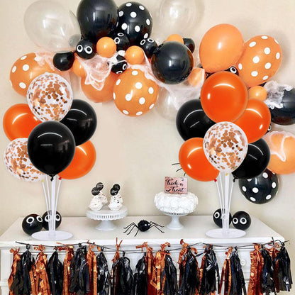 TONIFUL 4 Set Balloons Black Orange Confetti Balloon Stand Centerpiece Table Decorations for Halloween,Celebration Party Bar,Birthday Decorations,Anniversary,Graduation Decoration 2026
