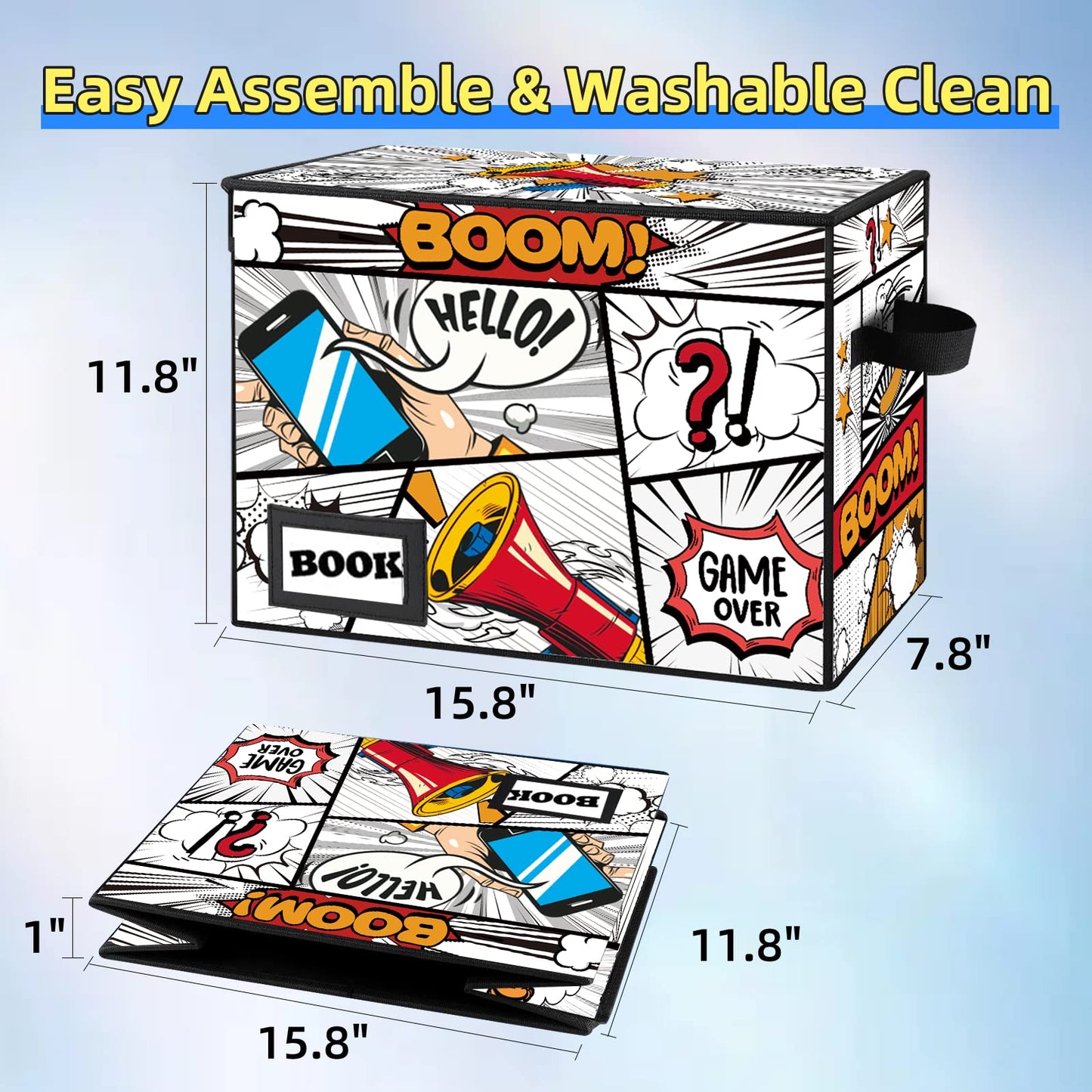 YNSZAS 10 Pack Collection Comic Book Storage Boxes, Protector Organizer 15.8" X 7.8" X 11.8" Collapsible Short Box Holds 160-180 Comic Book Heavy Duty Bin Container Holder Shelf