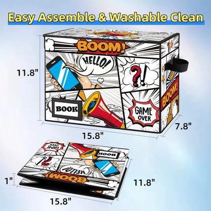 YNSZAS 10 Pack Collection Comic Book Storage Boxes, Protector Organizer 15.8" X 7.8" X 11.8" Collapsible Short Box Holds 160-180 Comic Book Heavy Duty Bin Container Holder Shelf