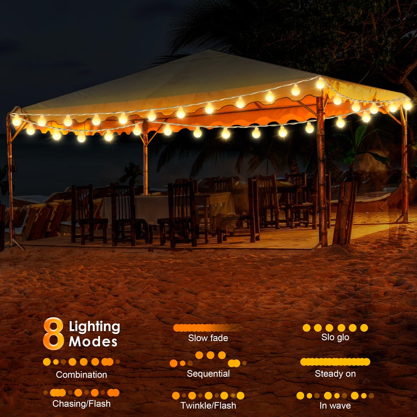 ElectricWise 1 Pack LED Canopy Lights, 40ft 80LED Battery Powered Canopy Tent Lights Outdoor with 8 Modes, Warm White Canopy String Light for 10' x 10' Pop up Canopy Tent