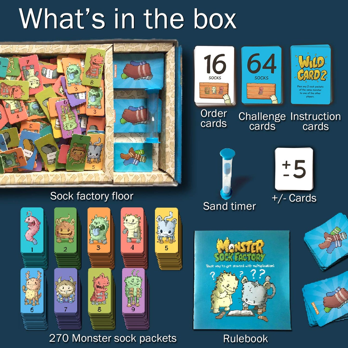 Logic Roots Monster Sock Factory Multiplication and Division Game - Fun Math Board Game for 6-10 Year Olds, Easy to Play STEM Toy for Kids at Home, Learning Gift for Girls & Boys, Grade 1 and Up