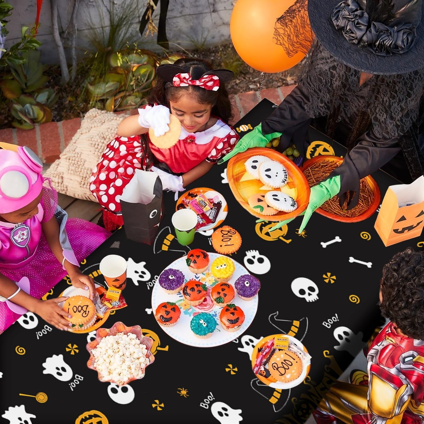 Tbsone Halloween Disposable Plastic Tablecloth, Rectangle, 3 Pack