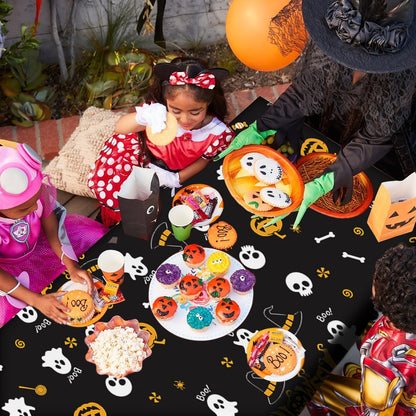Tbsone Halloween Disposable Plastic Tablecloth, Rectangle, 3 Pack