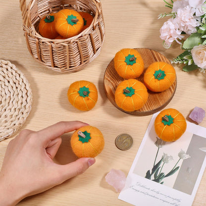 CHGCRAFT 10 Pcs Wool Felt Pumpkin 1.7 Inch Mini Fall Handmade Wool Felt Pumpkins for Crafts Autumn Thanksgiving Halloween Party Favors Farmhouse Decor, Orange Yellow