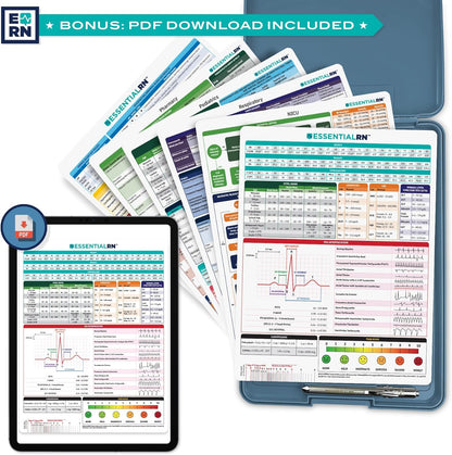 Essential RN Heavy Duty Nursing Clipboard with Storage Compartment, Penlight & Clinical Cheat Sheets – Nurse Clipboard Binder with Pen Holder - Perfect Nursing Accessories for Nursing Students