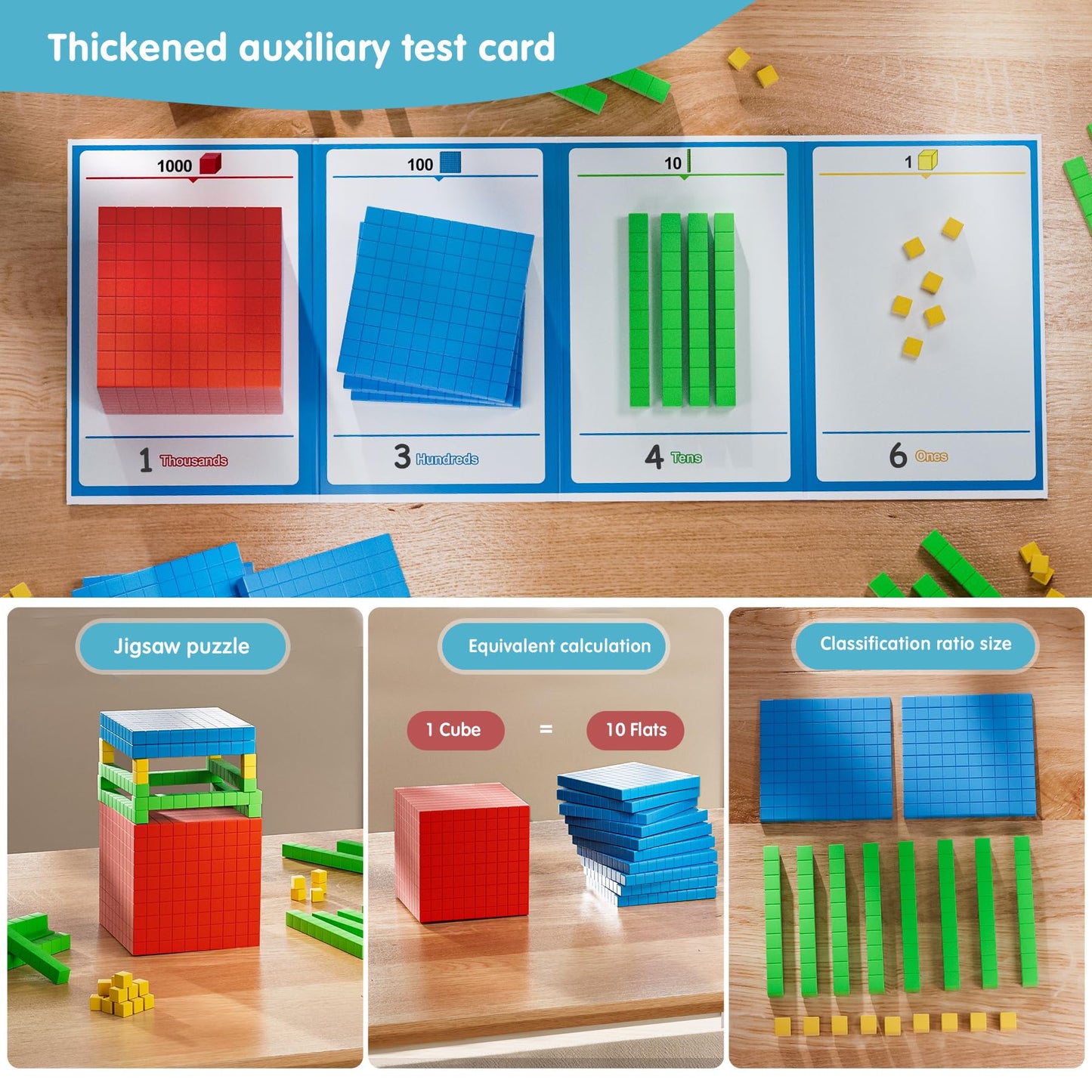 stochastic box Base Ten Blocks Plastic for Math Manipulatives Kindergarten Early Counting MathToy for 1st Grade Homeschool