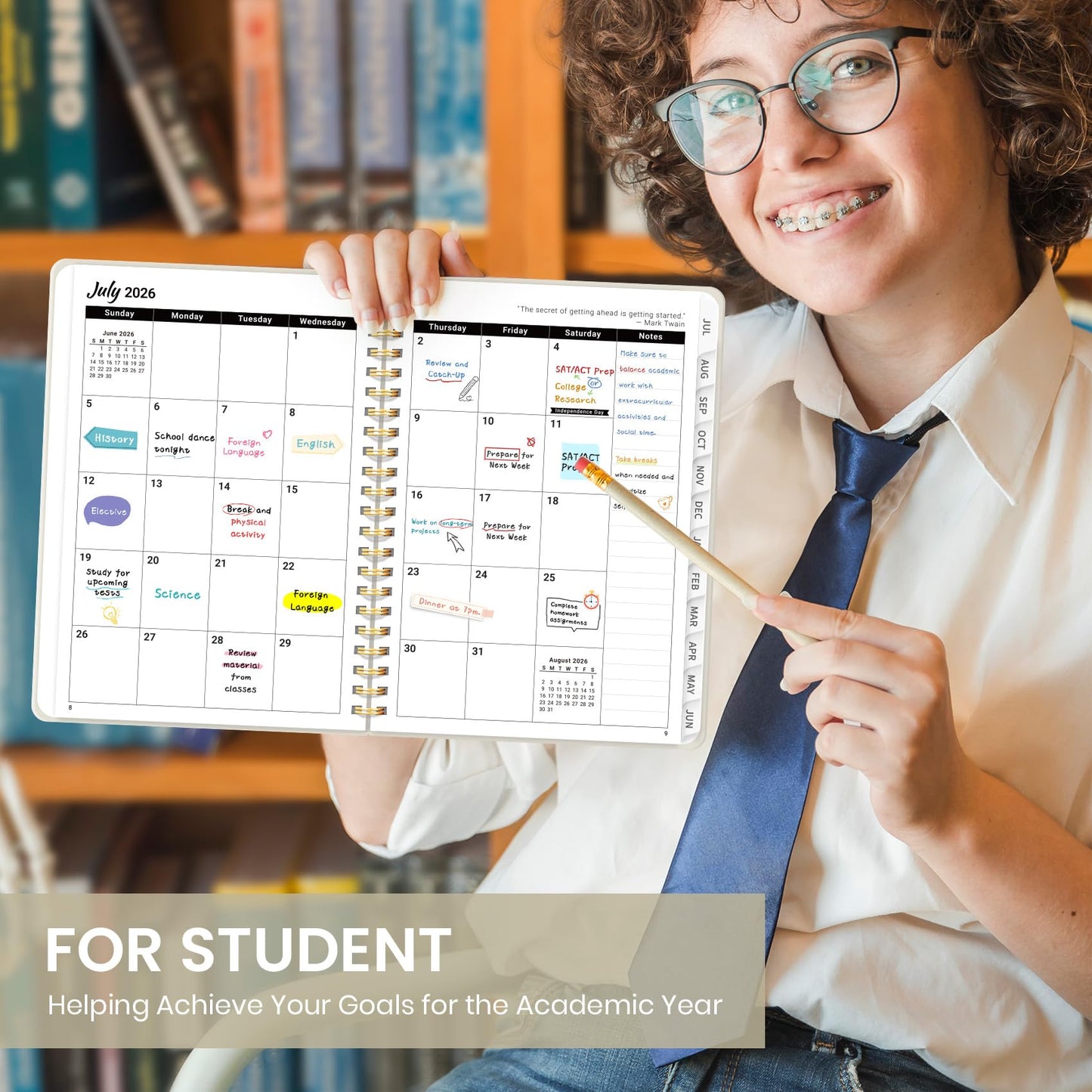 Planner 2026-2027 for Women & Men, Academic Monthly and Weekly Calendar Planner, Jul 2026 - Jun 2027, A5 (6.3" x 8.5"), Teacher Student Planning Book with Tabs, Ideal for Office School Supplies - Beige