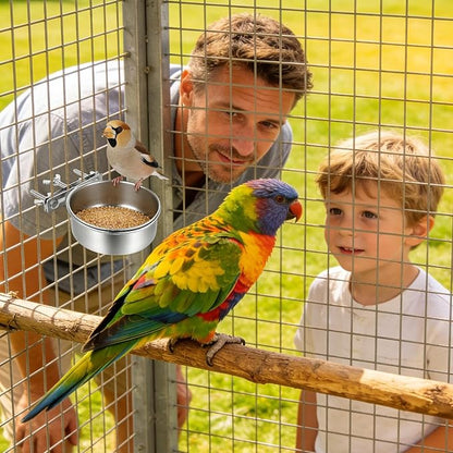 Stainless Steel Bowls for Birds, Bird Food Water Bowl, Bird Cage Water Food Bowl Coop Cup with Clamp Holder for Parrots Cockatiel Budgies Parakeet Lovebird