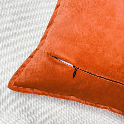 VAKADO Fall Throw Pillow Covers 18x18 Set of 2 Burnt Orange Halloween Velvet Decor Decorative Couch Cushion Autumn Fall Euro Pillowcases with Fringe Home Bed Decoration for Sofa Bedroom Office
