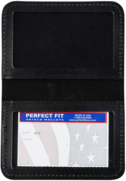 Perfect Fit Shield Wallets 2 ID Leather License Holder Bifold Double I.D. Credit Card Gun Permit Standard Card Size Slim Wallet (Black)