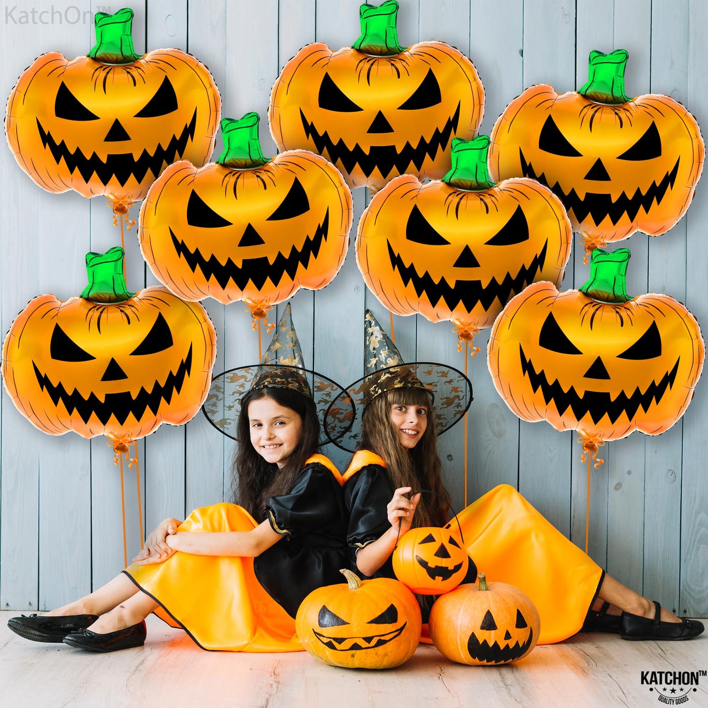 KatchOn, Scary Halloween Pumpkin Balloons -Large 30 Inch | halloween Balloons for scary decorations | Indoor Halloween Party Decorations | jack o lantern balloons | Summerween Party Decorations