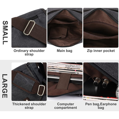 Messenger Bag for Men,Unisex Canvas Shoulder Bag,Classic Vintage Military Messenger Bags for women, satchel Bag,Crossbody Bookbag,Black