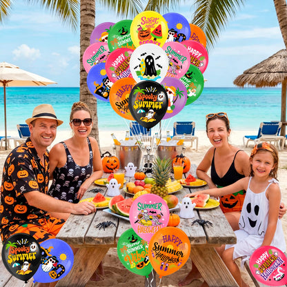 HOWAF 36pcs Summer Halloween Balloons, Spooky Summer Latex Balloons, Summer Halloween Decorations Balloon, Hawaii Halloween Balloon, Hawaii Themed Hallows' Eve Ghost Party Supplies