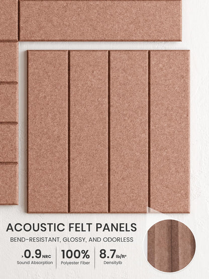 Bumusty Large Cork Board Alternative-36 x 24" Felt Bulletin Board Tiles, with 30 Pushpins, 40 Adhesive Tabs, Bold-Stripe 6-Pack, Cork Boards for Office Push Pin Board Felt Board-Terracotta