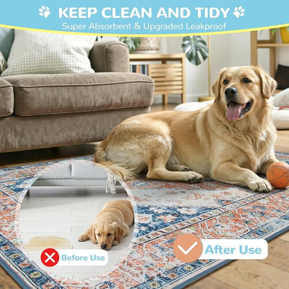 Lahome Reusable Washable Puppy Pads - 2 Pack Super Absorbent & Waterproof Dog Training Mats for Potty, Crate and Floor - Leakproof Pee Pads with Non-Slip Backing (Beige Blue, 36"x48")