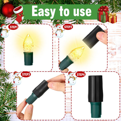Cinnvoice 20 Pcs No Glow Christmas Bulbs Light Caps Compatible with C7 LED String Lights Rubber String Lights Caps Soft Christmas Light Caps Blackout Light Cap Covers