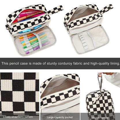 Bluboon Big Capacity Pencil Case Pouch Pen Case School Supplies - Cute Pencil Box Bag for Teen Girls Boys Women Man (Black White Checked)