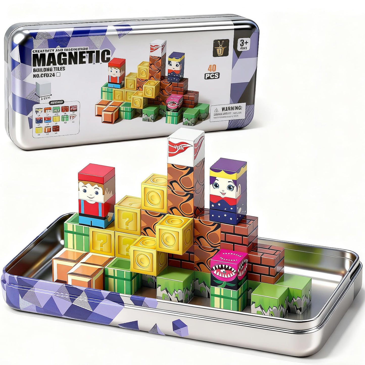 Ufilni Magnetic Travel Building Blocks for Kids – 40 PCS Educational STEM Toy Set with Compact Case for Airplane, Road Trip & Home Play for Kids Ages 3 4 5 6 7 8 Year Old Boys Girls