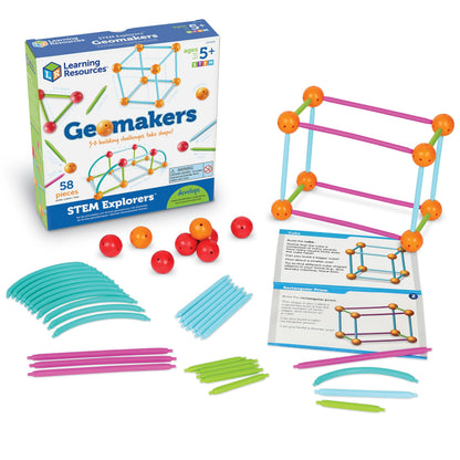 Learning Resources STEM Explorers Geomakers - 58 Pieces, Ages 5+ STEM Toys for Kids, Kindergartner Learning Toys, Shapes for Kids