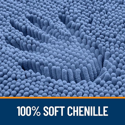 OLANLY Bathroom Rugs 30x20, Extra Soft Absorbent Chenille Bath Rugs, Rubber Backing Quick Dry, Machine Washable Bath Mats for Bathroom Floor, Tub and Shower, Home Decor Accessories, Cornflower Blue