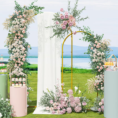 Snughome Arch Backdrop Stand, Set of 2 Metal Balloon Arch Stand (7.2FT+6FT), Gold Wedding Arch Frame for Party, Baby Shower, Holiday, Ideal for Balloon Flower