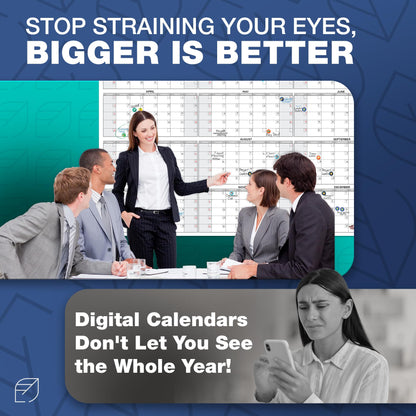 Big Calendar 2026 | 58"x38" | Giant Dry Erase Yearly Planner for Home Office | Full Year Wall Calendar | Large Annual Wall Planner