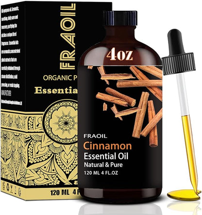 Cinnamon Essential Oil, Cinnamon Oil 4 Fl Oz 120ML for Diffuser Humidifier Yoga Cleaning DIY Candle Soap Making Essential Oils