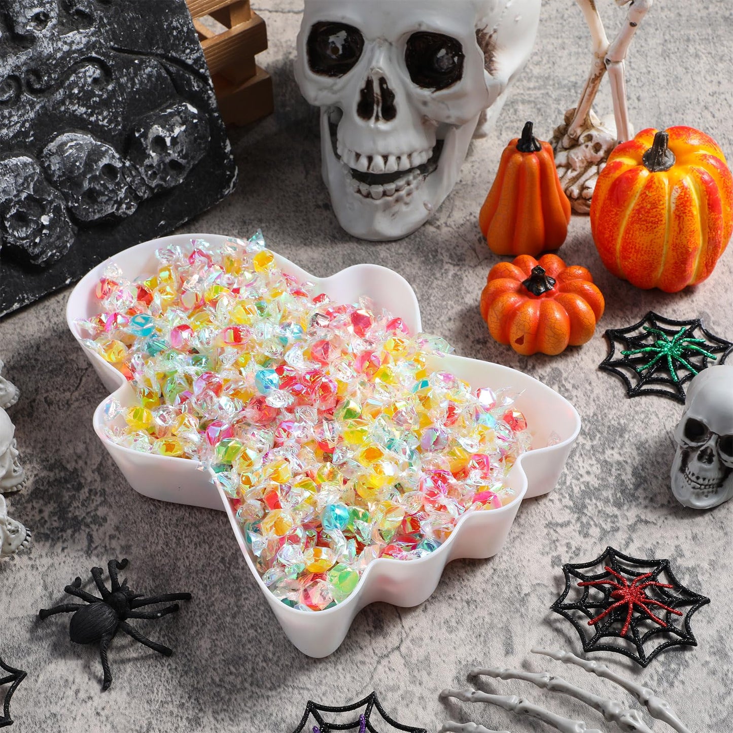Wiwiqing 2 Pcs Halloween Ghost Candy Bowl Ghost Shaped Serving Tray Plates Plastic Spooky Dessert Platter Dish for Halloween Trick or Treat Party Food Storage Charcuterie Board Serving Supplies