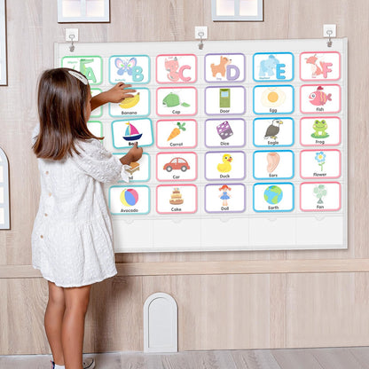 AKAYOK 4" x 6" Index Card Holder Sleeve - 36 Pockets Photo Collage Frame for Wall - Classroom Pocket Chart for Index Card, Homework, Pictures, Drawing, Student Profile Display
