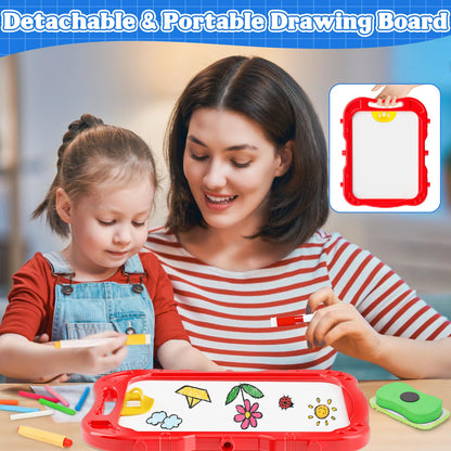 Chalk Board Easel for Kids Toys,Double-Sided Magnetic Kids Chalkboard and Dry Erase Boards,Toddler Toys for 3 Year Old Boy Gift,Art Easel Learning Educational Toy for 3 4 5 Years Old Boys Gift