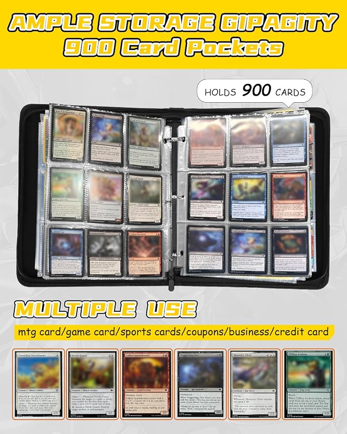 for 9 Pocket Card Binder for MTG, TCG, Game Cards Holds 900 Cards - Large Capacity Trading Card Collection Album Folder with Zipper for Men Boys Teens Tree Design for Sports Card