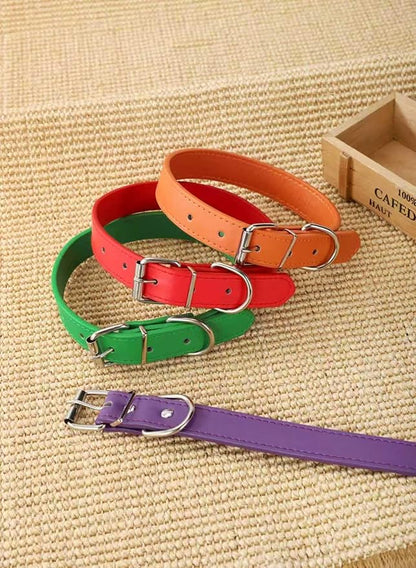 Orange Soft Leather Dog Collar for Small,Medium, Large Dog, Comfortable and Adjustable(Wide: 0.95'' for Dog's Neck: 13''~18'', Orange, L)
