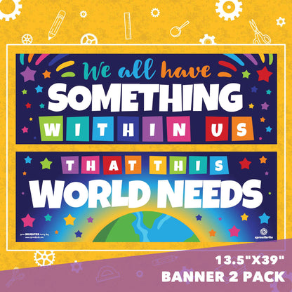 Sproutbrite 2 Pack 13.5" x 39" Educational Posters - Teacher Posters for Classroom - Motivational and Inspirational Growth Mindset for Students - Bulletin Board and Wall Decor for Pre, Elementary and Middle School - Builds Self-Worth and Encourages Indivi