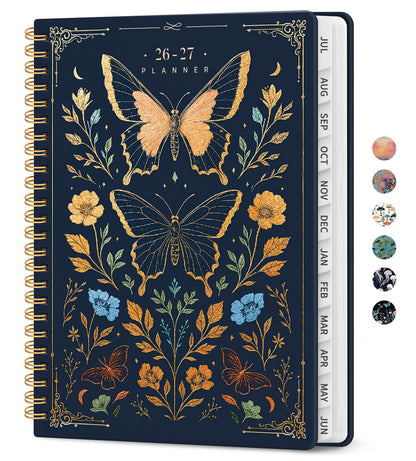 Planner 2026-2027, Academic Year Weekly and Monthly Calender Planner, from Jul 2026 - Jun 2027, Spiral Bound School Planning Book, Perfect for Teacher, Student, Women & Men, A4 (8.5" x 11"), Golden Butterfly