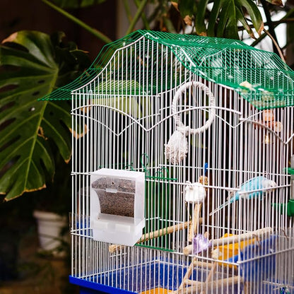 VOSAREA Automatic Bird Feeder 450 Gram No Mess Food Container Splash-Proof Parrot Cage Feeding Station for Pigeons and Small Birds