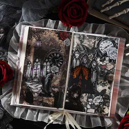 Moriquill 90PCS Gothic PET Stickers Set – Waterproof Die-Cut Stickers with Vampire Castles Clocks Tarot Potions for Scrapbook Journal DIY Cards Planners Halloween Crafts